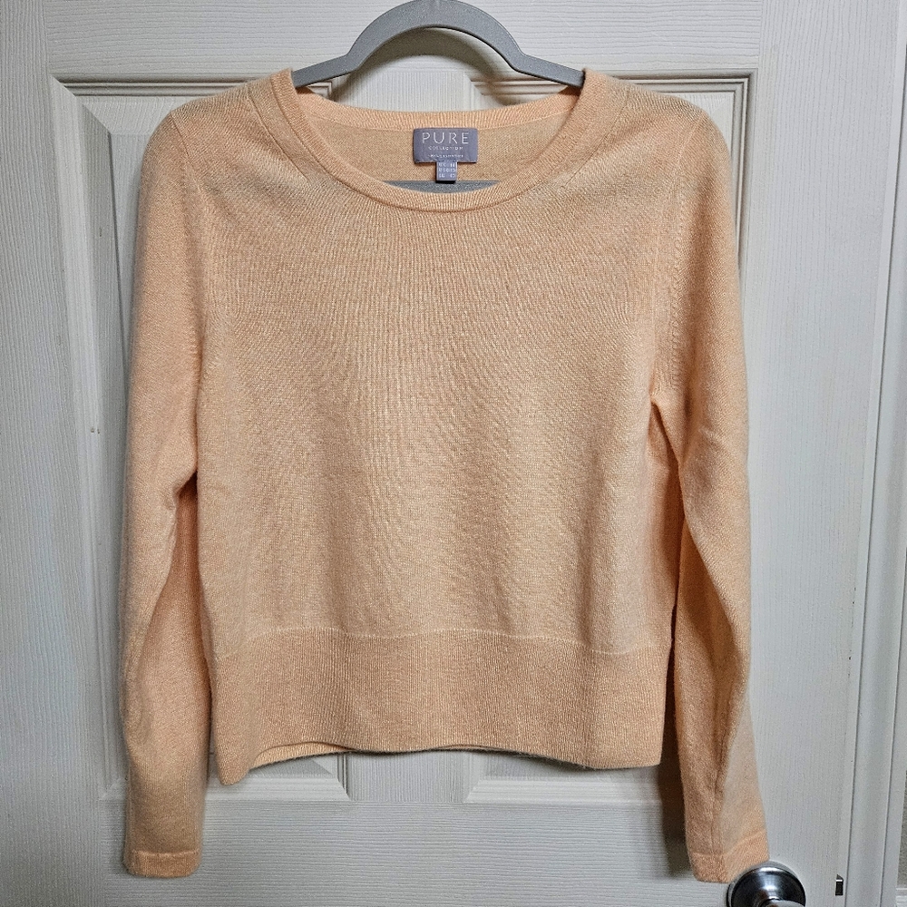 "Peach Fuzz" 100% Cashmere Sweater Pure Collection Crew Neck Pullover
